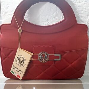 NEW VALENTINO Orlandi Red Vegan Leather Handbag